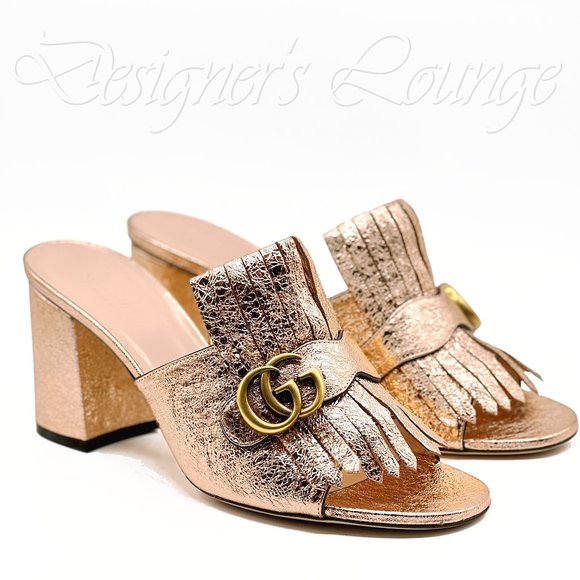 Gucci Shoes - ⚡️SOLD! NEW GUCCI GG Marmont Fringed Galassia Metallic Mules Slides Sandals